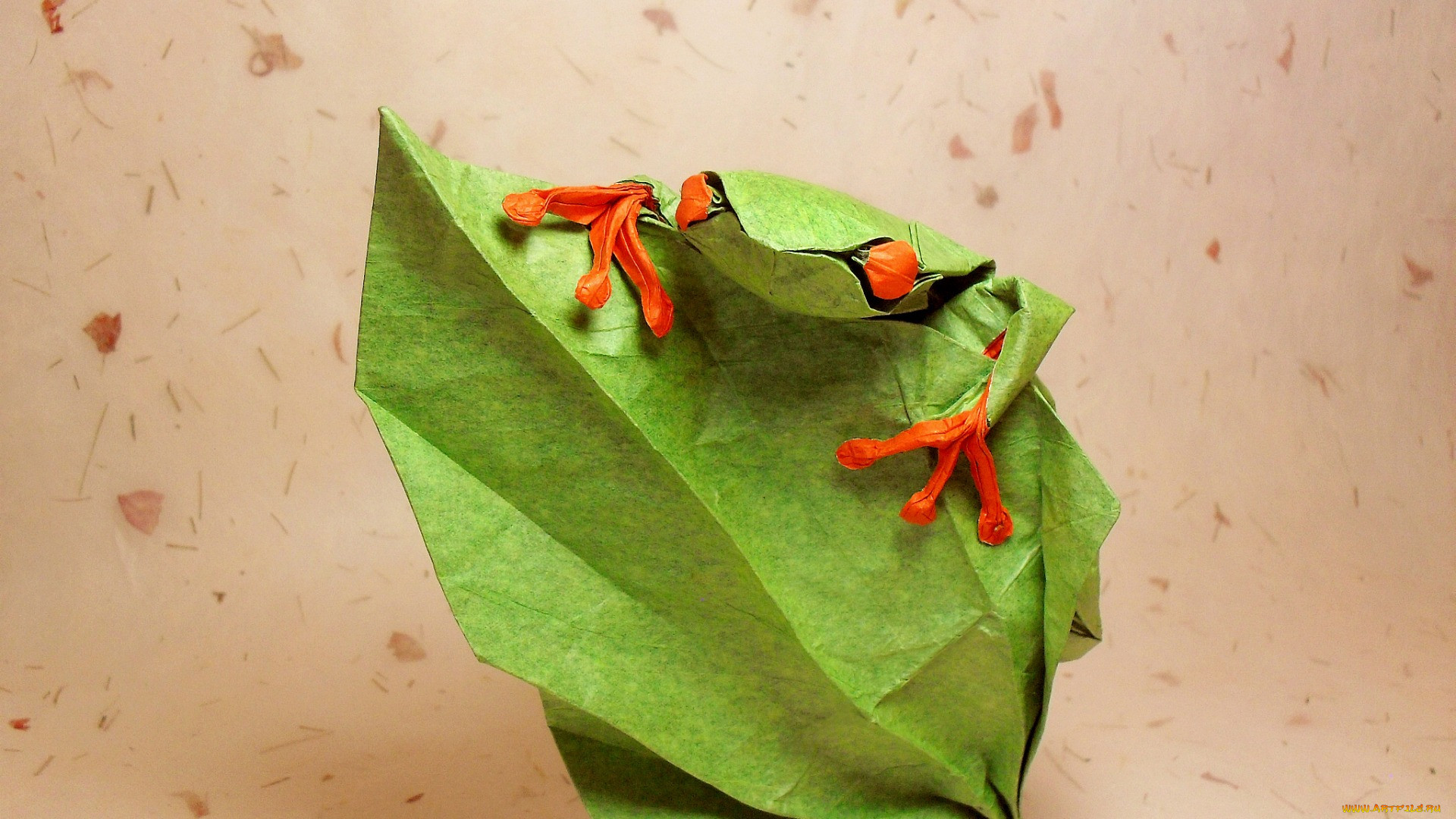 , ,  ,  , , , , , , , eyes, green, climb, leaf, frog, origami